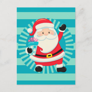 Weihnachtsmann - Vintage Santa Blue Aqua - Weihnac Postkarte