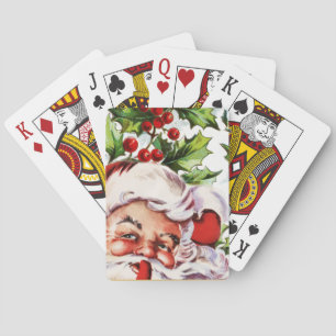 Weihnachtsmann vintage Stechpalme elegant Spielkarten