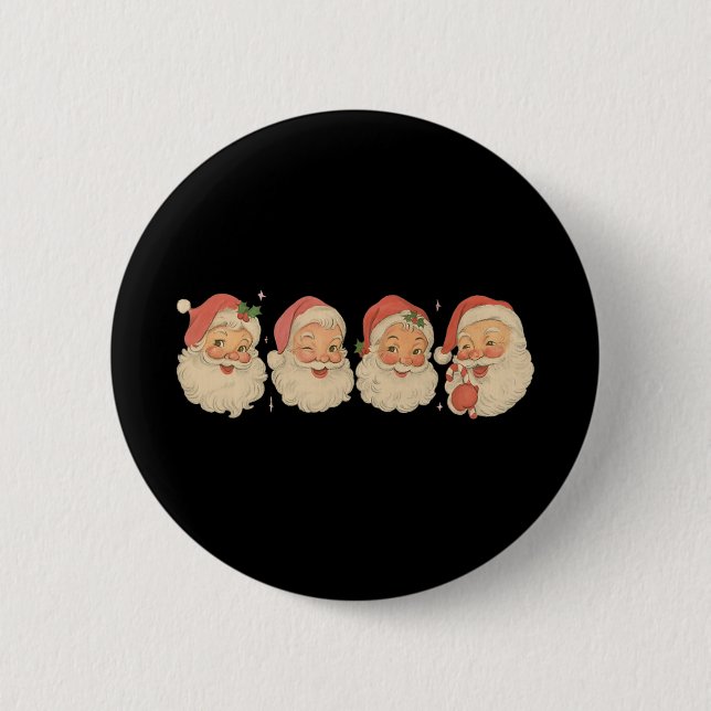 Weihnachtsmann Vintage Süß Fröhlich Frohe Weihnach Button (Vorderseite)