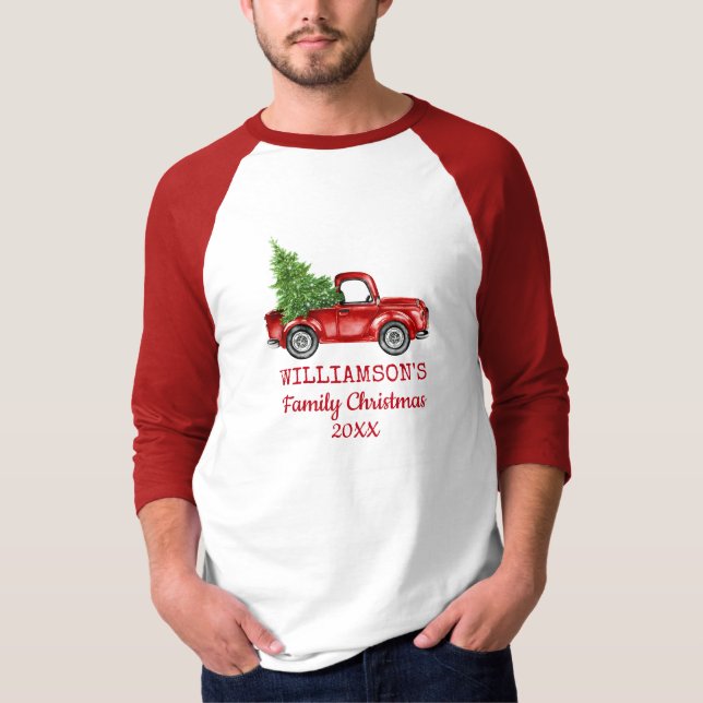 Weihnachtsmann Vintager LKW Personalisiert R T-Shirt (Vorderseite)