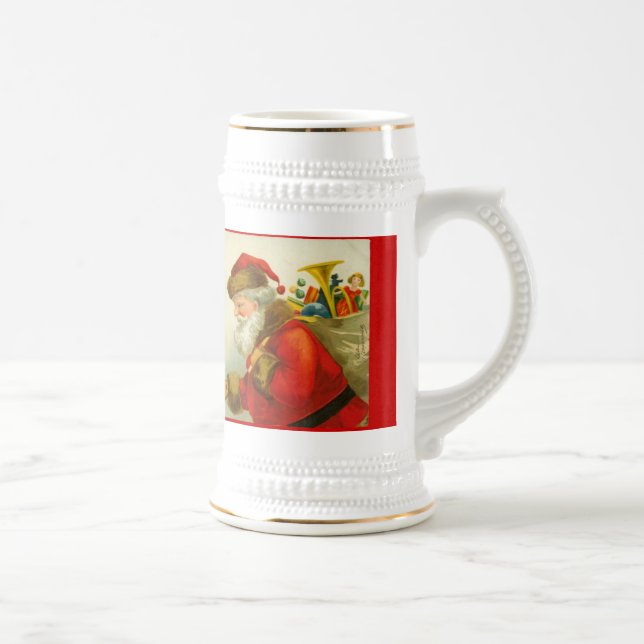 Weihnachtsmann Vintager Stil Bierglas (Rechts)