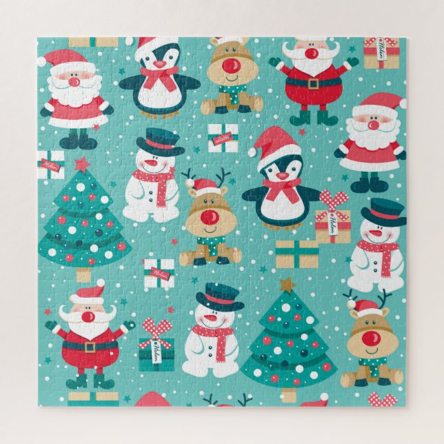 Weihnachtsmann - Vintages Muster Puzzle (Vertikal)