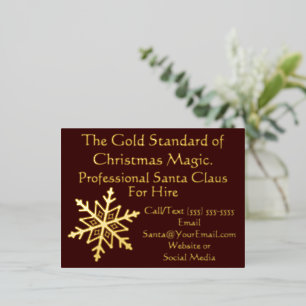 Weihnachtsmann Visitenkarte Gold Postkarte