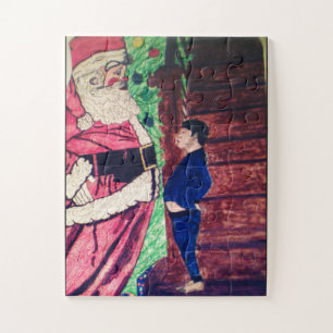 WEIHNACHTSMANN VON KIND ERWISCHT PUZZLE