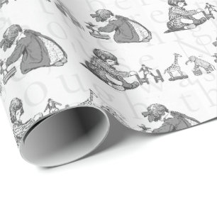 Weihnachtsmann-Vorabend Vintage-Kinder Geschenkpapier
