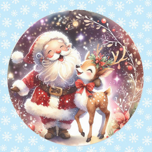 Weihnachtsmann Wasserfarbe Niedlich Runder Aufkleber