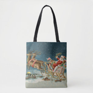 Weihnachtsmann Weihnachten Antik Schlitten Rentier