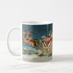 Weihnachtsmann Weihnachten Antik-Schlitten-Rentier Kaffeetasse
