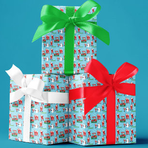 Weihnachtsmann Weihnachten Golf Spaß Geschenkpapier Set