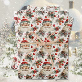 Weihnachtsmann Weihnachten Hütte 3 Geschenkpapier Set