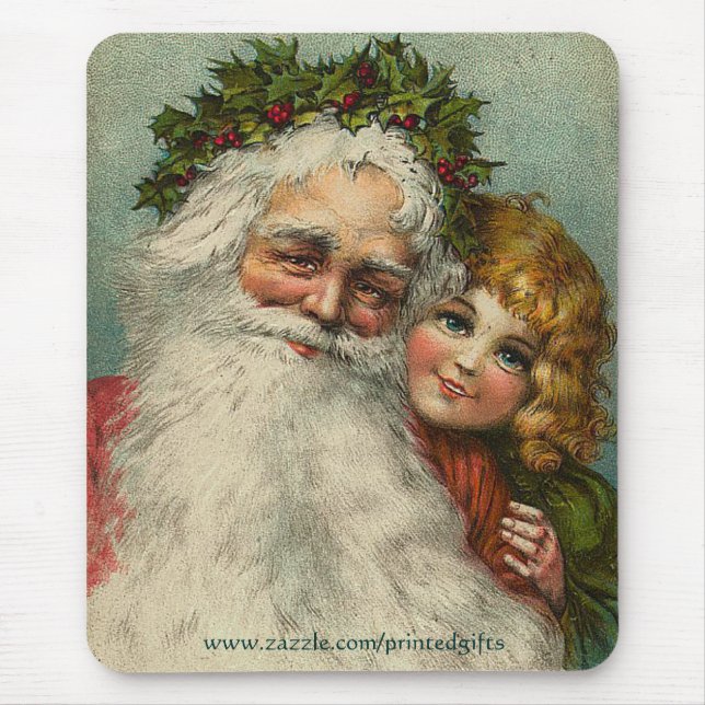 Weihnachtsmann Weihnachten & Mädchen Mousepad Gesc (Vorne)