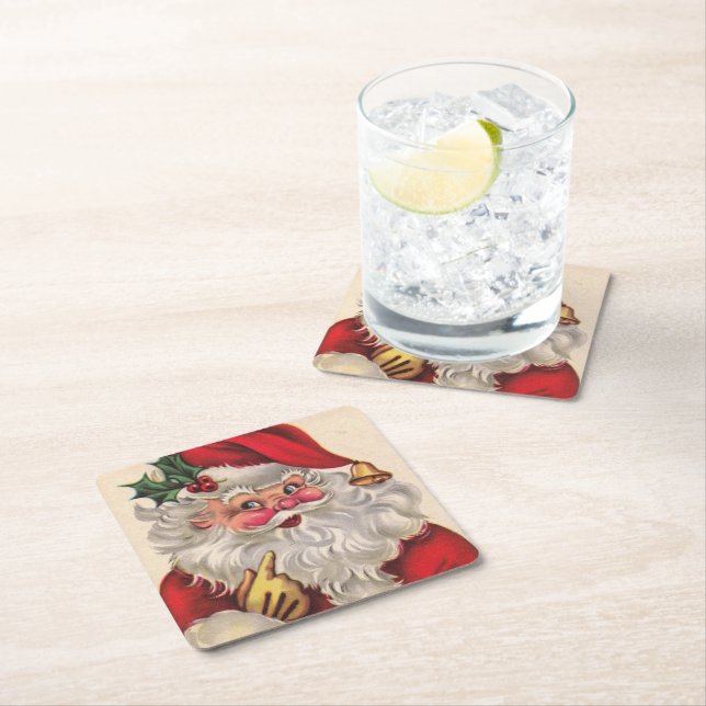 Weihnachtsmann Weihnachten Party Drink Set von 6 Rechteckiger Pappuntersetzer (Vor Ort)