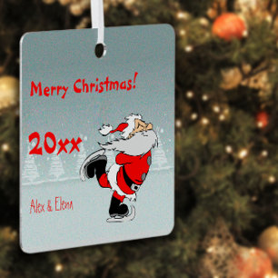 Weihnachtsmann Weihnachten Schnee Foto Metall Quad Ornament Aus Metall