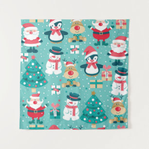 Weihnachtsmann Weihnachten Vintage-Muster Wandteppich