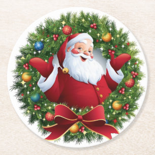 Weihnachtsmann Weihnachts-Set mit 6 Runder Pappuntersetzer