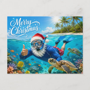WEIHNACHTSMANN Weihnachts-Snorkeling Feiertagspostkarte