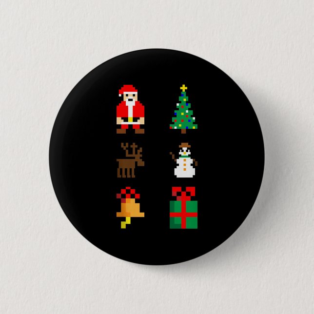 Weihnachtsmann Weihnachtsbaum Hirsch Schneemann Gl Button (Vorderseite)