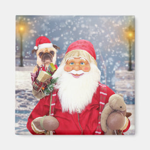 Weihnachtsmann Weihnachtsgeschenke Mops Dog Magnet
