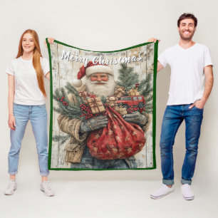 Weihnachtsmann Weihnachtsgeschenke Rote Tasche Kie Fleecedecke