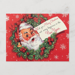 Weihnachtsmann-Weihnachtskarten-Kranz Postkarte