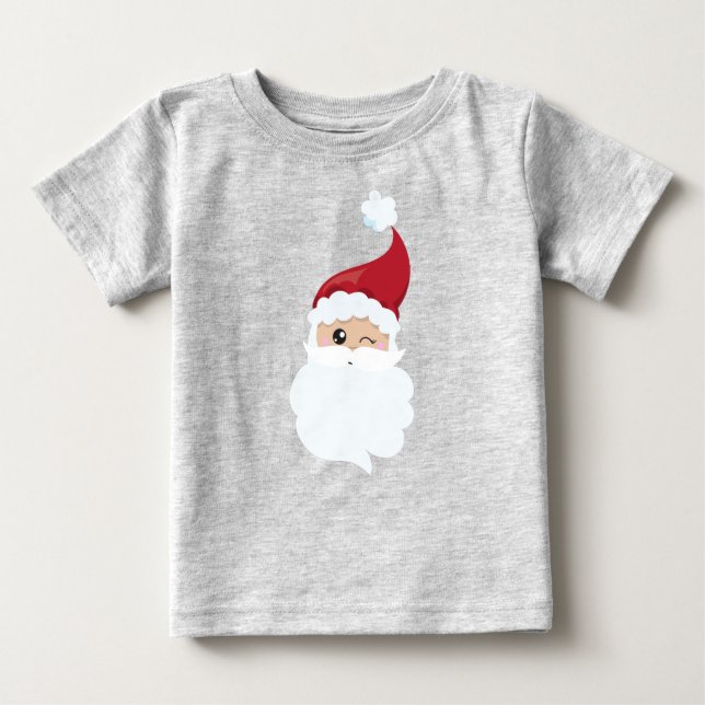 Weihnachtsmann, Weihnachtsmannmütze, Winking Santa Baby T-shirt (Vorderseite)