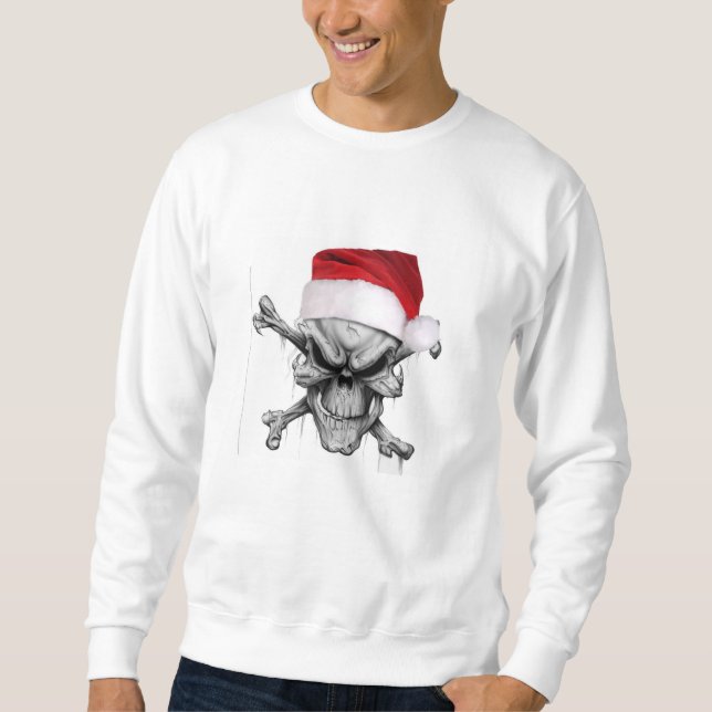 Weihnachtsmann-Weihnachtsschädel-Strickjacke Sweatshirt (Vorderseite)