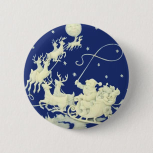 Weihnachtsmann-WeihnachtsVintage Postkarten-Kunst Button