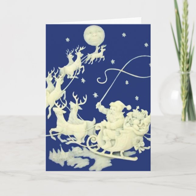 Weihnachtsmann-WeihnachtsVintage Postkarten-Kunst Feiertagskarte (Vorderseite)