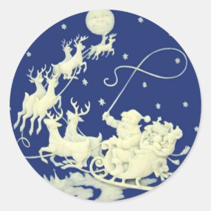 Weihnachtsmann-WeihnachtsVintage Postkarten-Kunst Runder Aufkleber