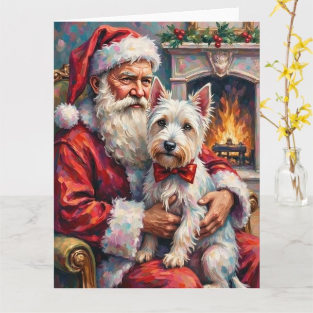 Weihnachtsmann West Highland White Terrier Weihnac Karte (Gelbe Blume)