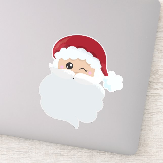 Weihnachtsmann, Winking Santa, Weihnachtsmannmütze Aufkleber (Detail)