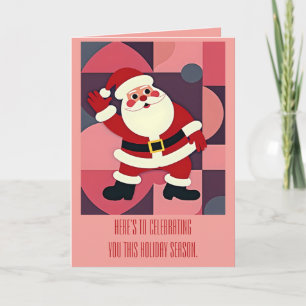 Weihnachtsmann winkt Mid-Century-Modern-Festtagsfr Karte