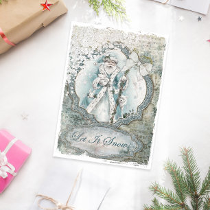 Weihnachtsmann Winter Lass es schneien Blaues Kuns Seidenpapier