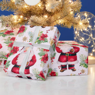 Weihnachtsmann Winterbeeren Moderne Weihnachten Geschenkpapier
