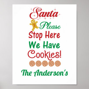 Weihnachtsmann Wir haben Kekse Rot Grün Poster