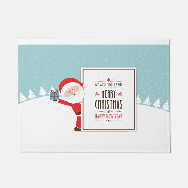 Weihnachtsmann Wir wünschen Ihnen eine frohe Weihn Fußmatte (Vorderseite)