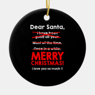 Weihnachtsmann wünscht Weihnachtsgeschenke Keramik Ornament