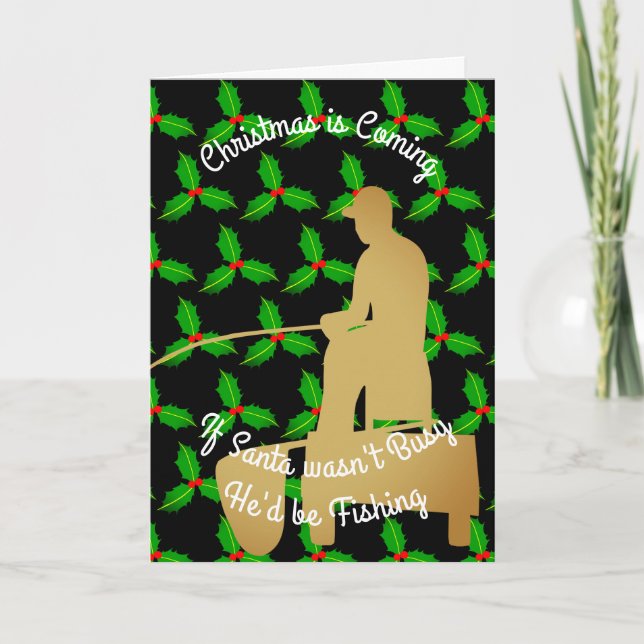 Weihnachtsmann würde fischen feiertagskarte (Vorderseite)