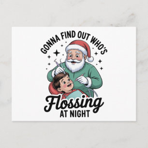 Weihnachtsmann Zahnarzt Flossen bei Nacht Weihnach Feiertagspostkarte