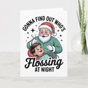 Weihnachtsmann Zahnarzt Flossen bei Nacht Weihnach Karte
