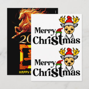 Weihnachtsmann-Ziege Chinesisches Neujahr 2027 Feiertagspostkarte