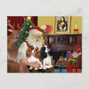 Weihnachtsmann zu Hause Cavalier King Charles (zwe Feiertagspostkarte