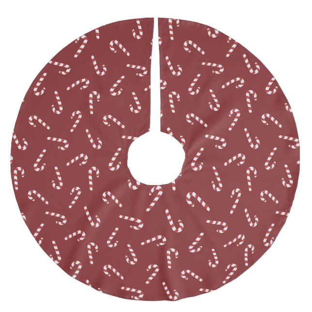Weihnachtsmann-Zuckerrohrstangen Dunkelroter Baums Polyester Weihnachtsbaumdecke (Vorderseite)