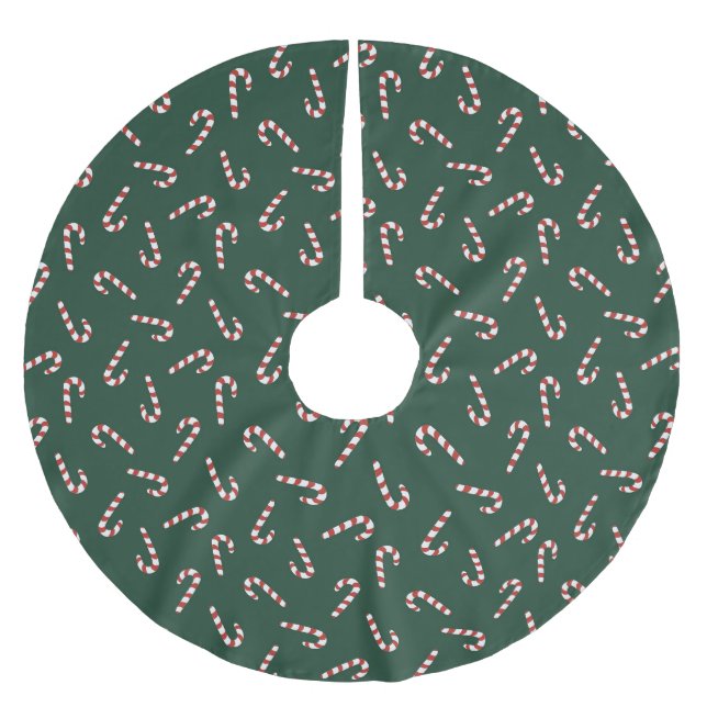Weihnachtsmann-Zuckerstangen Dunkler grüner Baumsa Polyester Weihnachtsbaumdecke (Vorderseite)