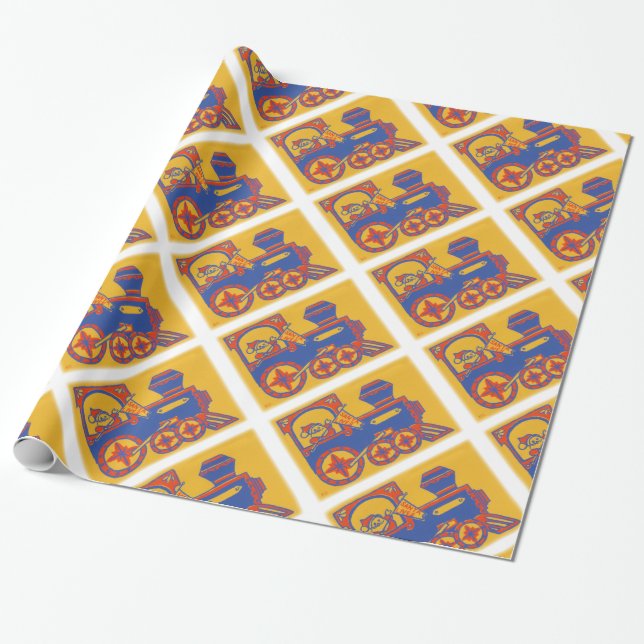 Weihnachtsmann-Zug Geschenkpapier (Ungerollt)