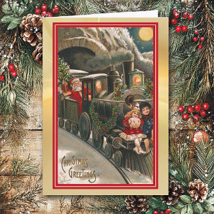 Weihnachtsmann-Zug Vintage Weihnachten Karte