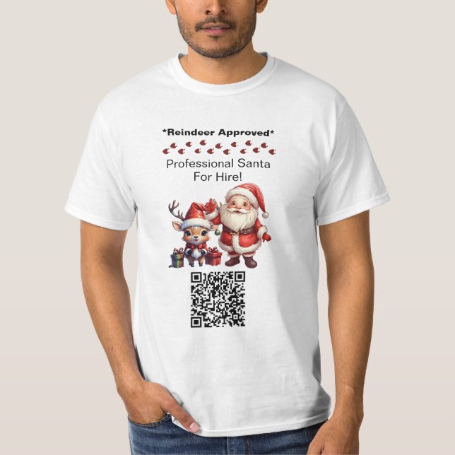Weihnachtsmann Zwei-Seiten-Geschäftskarte Bearbeit T-Shirt (Vorderseite)