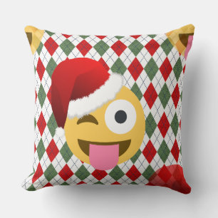 weihnachtsmann zwinker emoji kissen