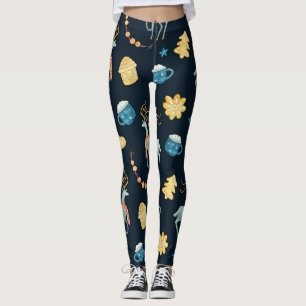 Weihnachtsmänner: Aquarellfarbenes nahtloses Muste Leggings