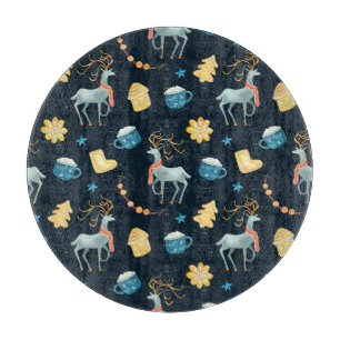 Weihnachtsmänner: Aquarellfarbenes nahtloses Muste Schneidebrett